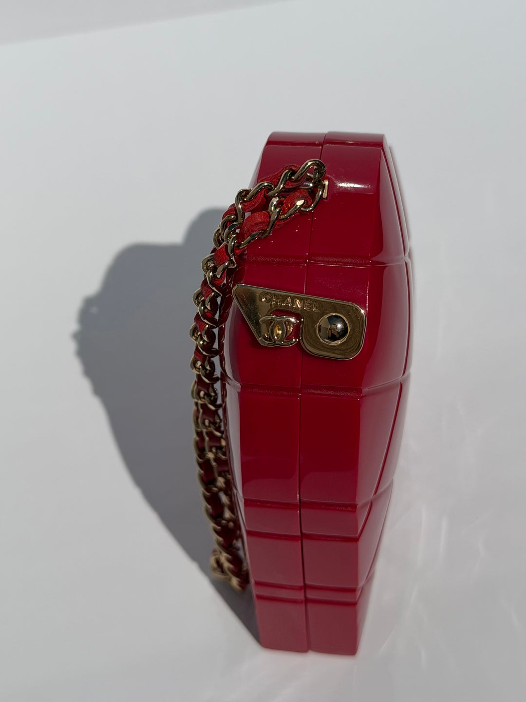 Chanel Heart Minaudiere Lucite Red Gold Hardware 2002
