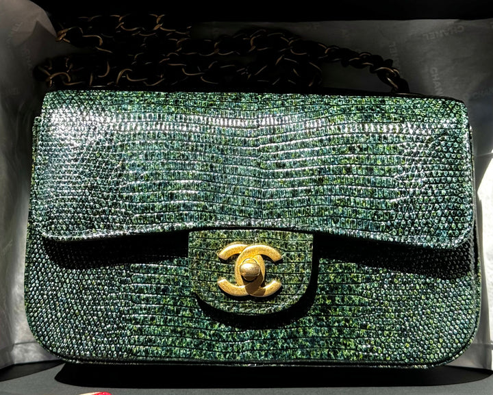 Chanel Green Lizard Mini Flap Bag