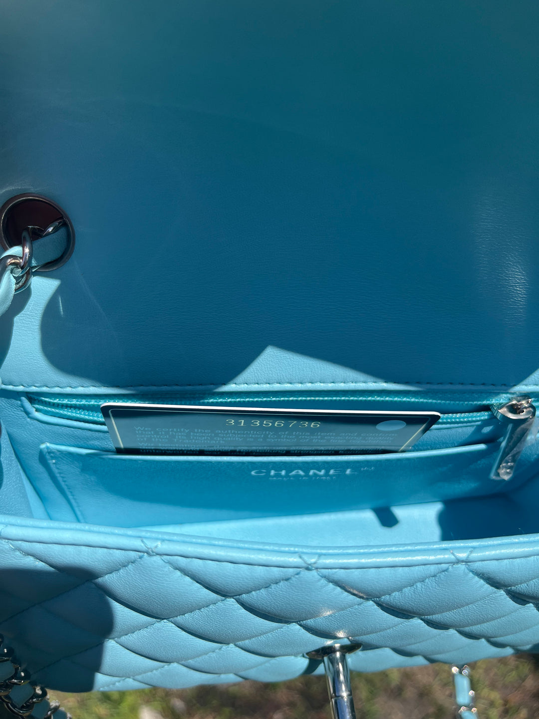 Chanel 21S Blue Neon Mini Flap