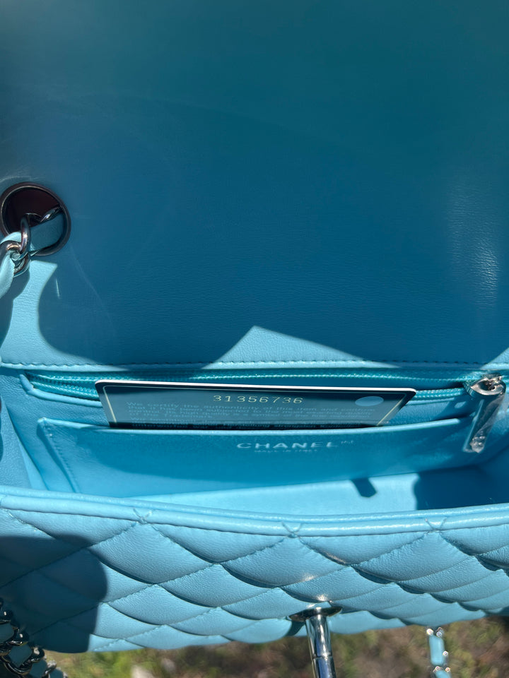 Chanel 21S Blue Neon Mini Flap