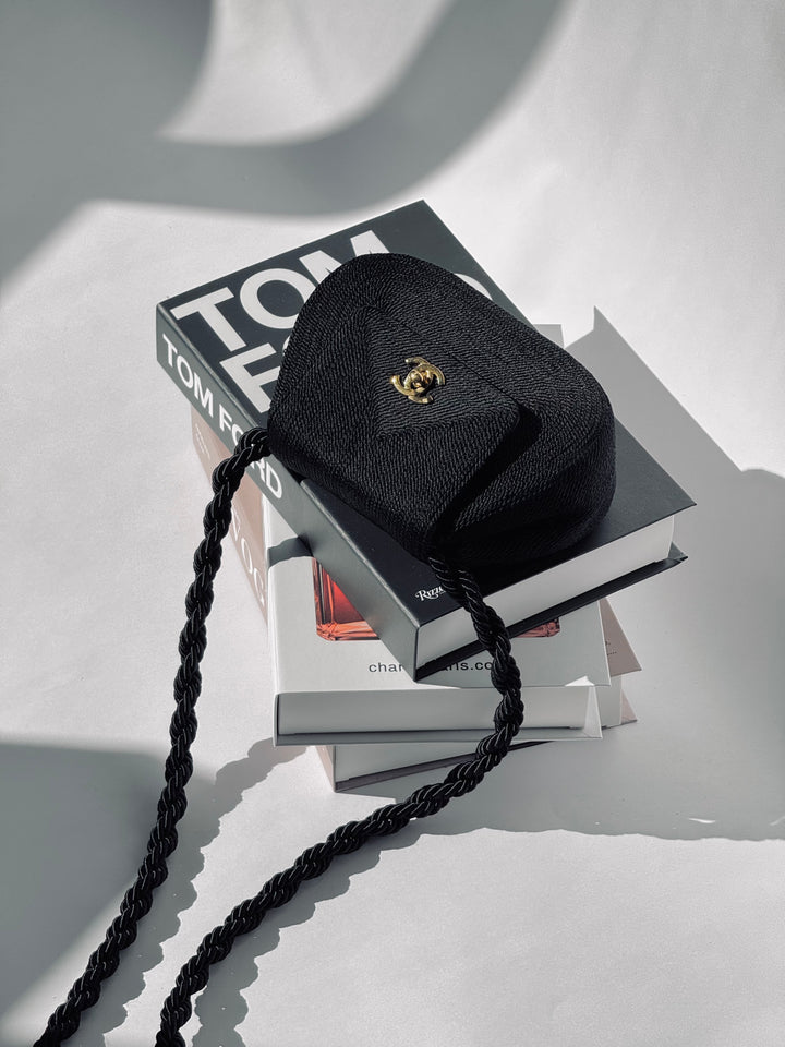 Chanel 1997 Limited Edition Black Cord Flap Bag