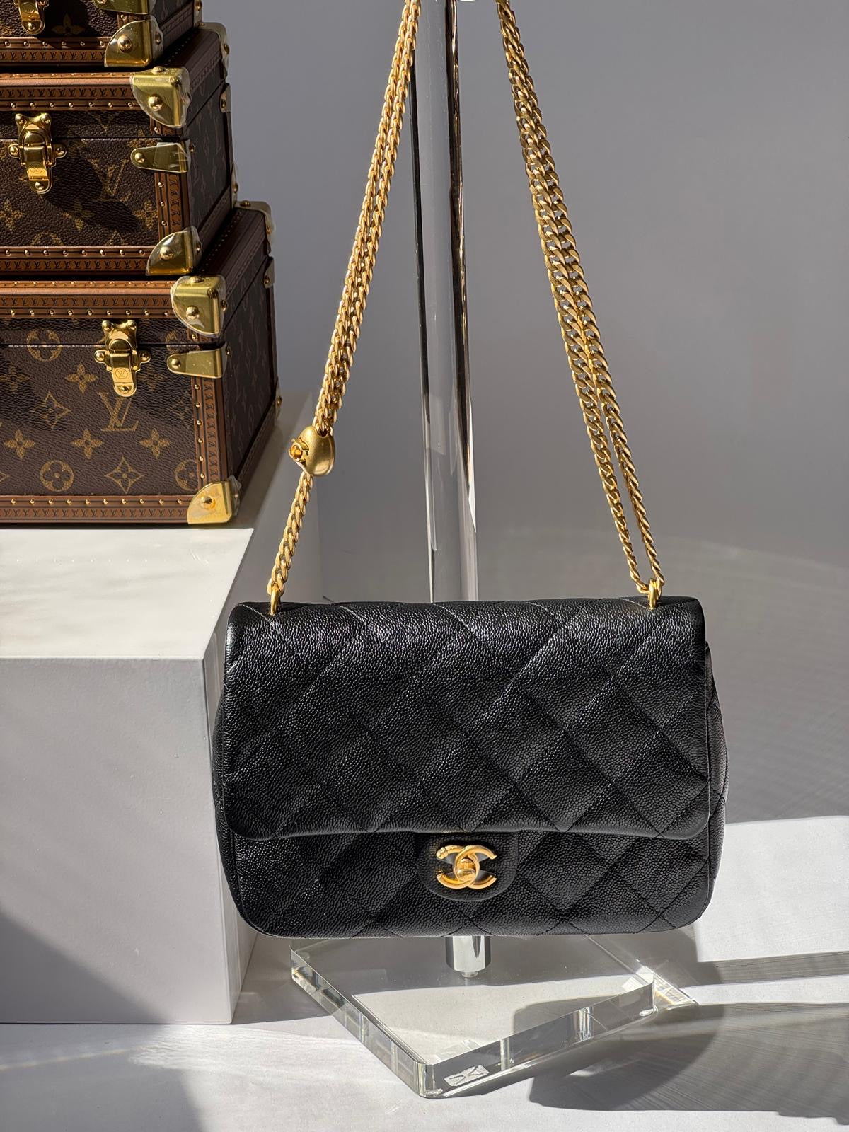 Chanel Black Medium Caviar Sweetheart Crush Flap Bag