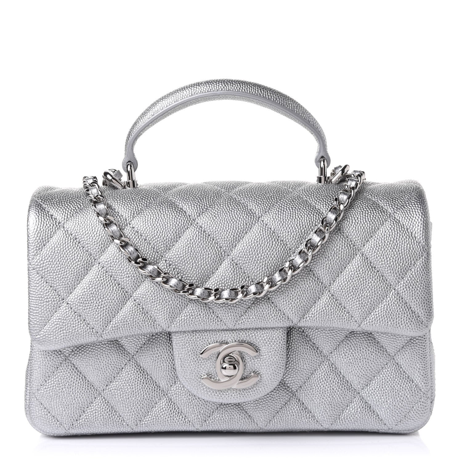 Chanel 21S Mini Metallic Silver Caviar Top Handle – Its A Luv Story
