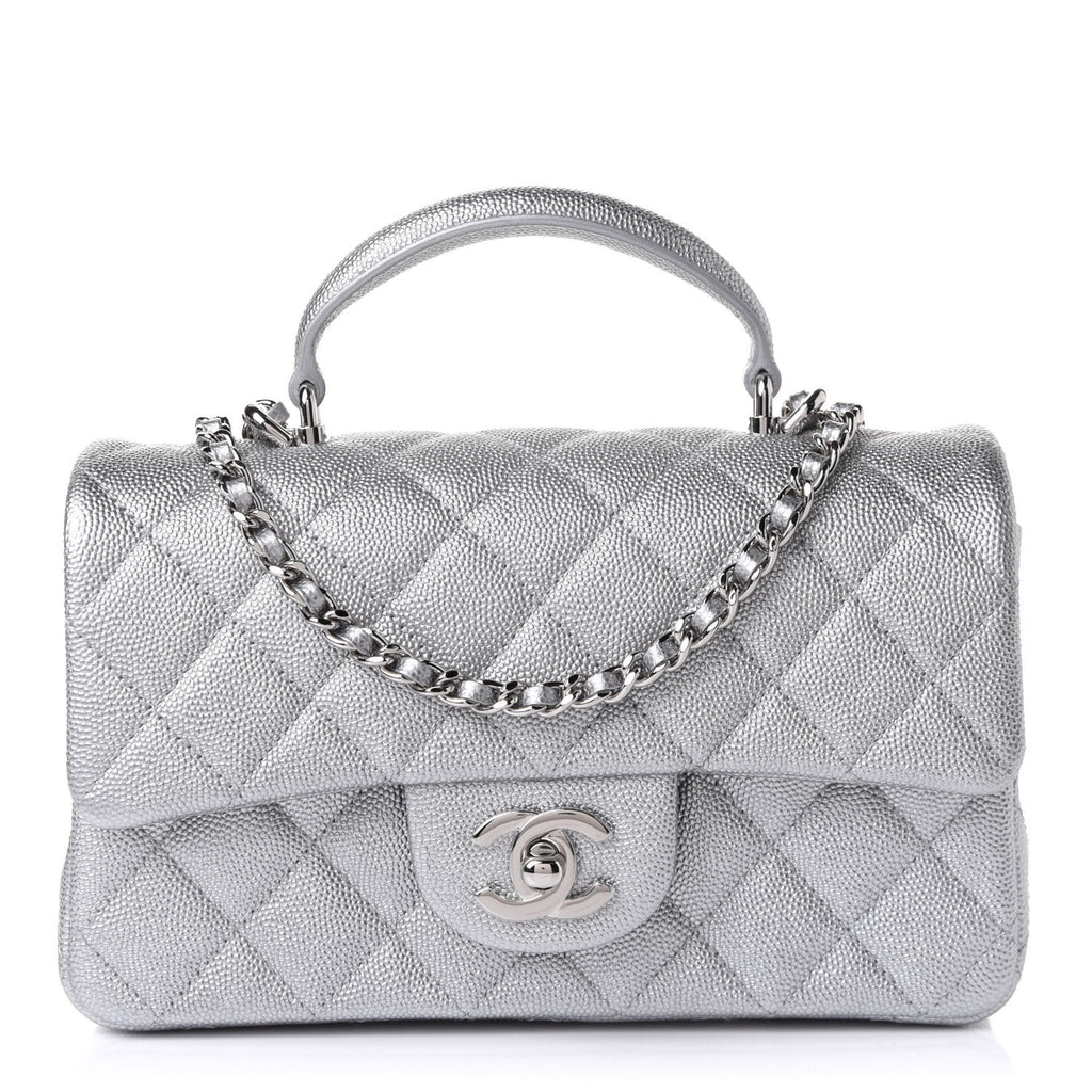 Chanel 21S Mini Metallic Silver Caviar Top Handle – Its A Luv Story