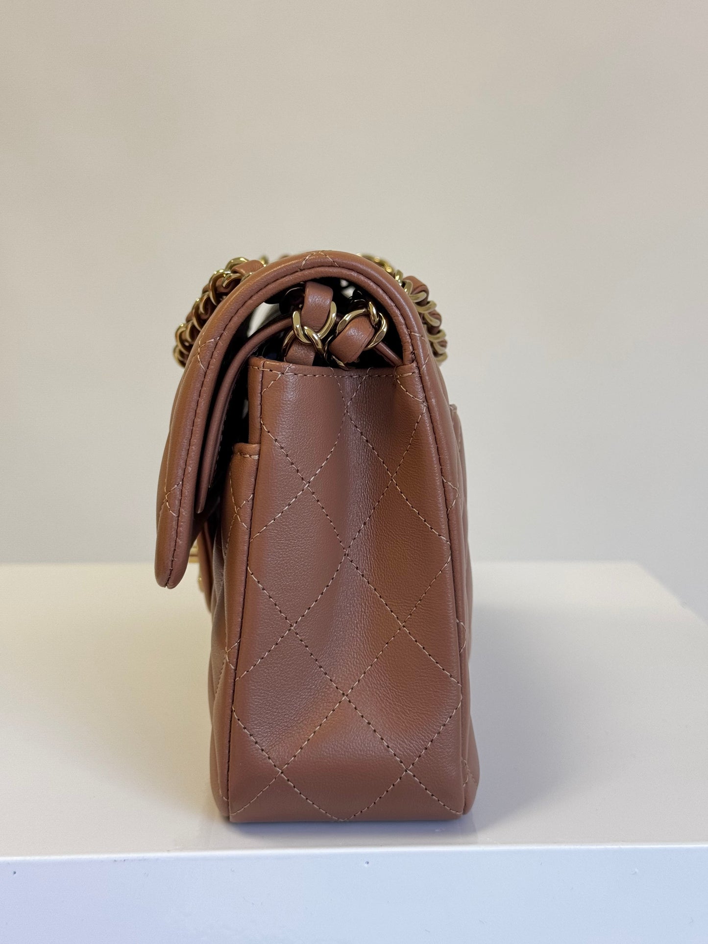 Chanel 22S Small Caramel Lambskin Classic Flap Bag + LGHW