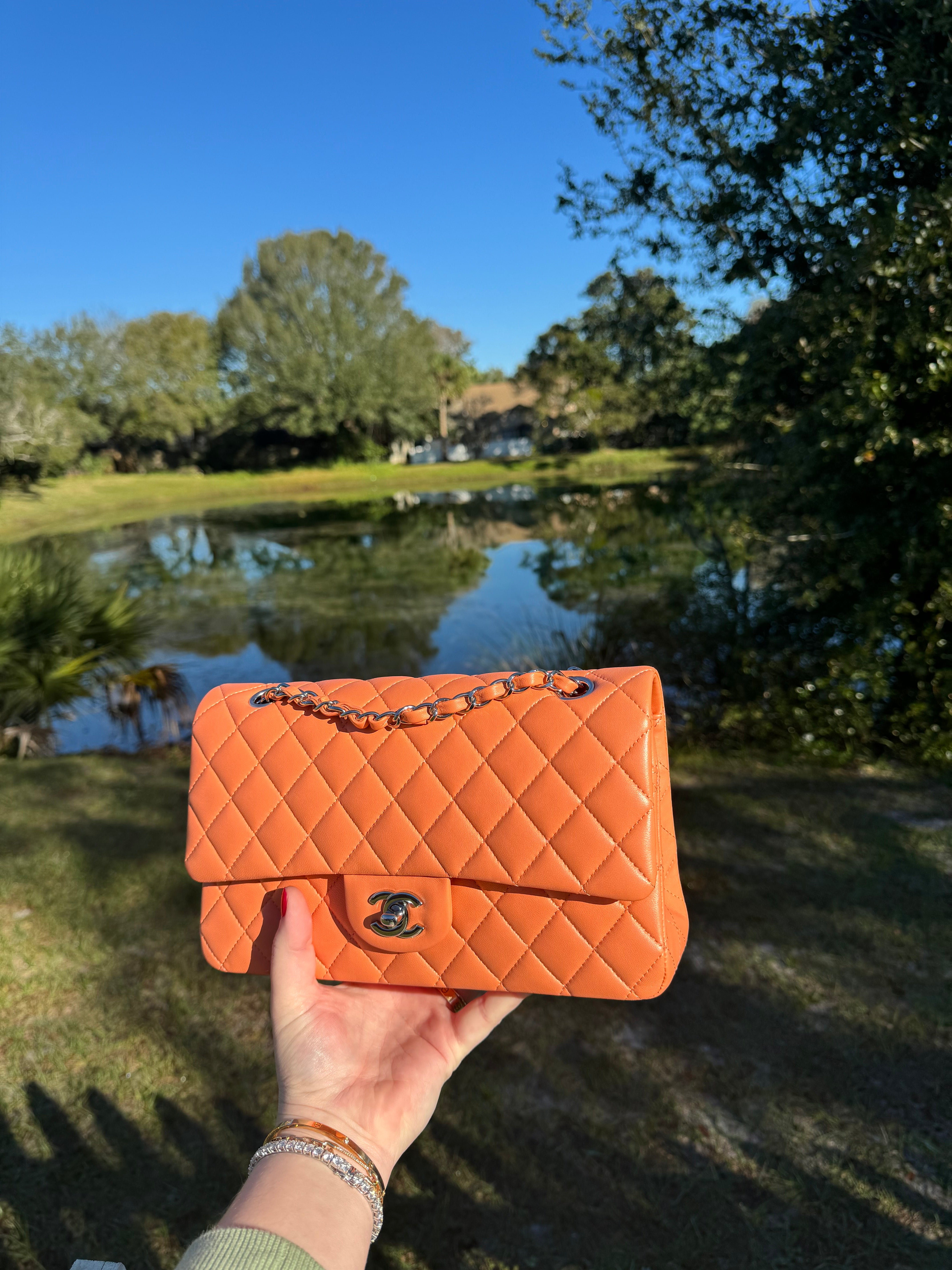 Chanel 21S Orange Neon Lambskin Medium Flap Bag – Its A Luv Story