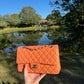 Chanel 21S Orange Neon Lambskin Medium Flap Bag