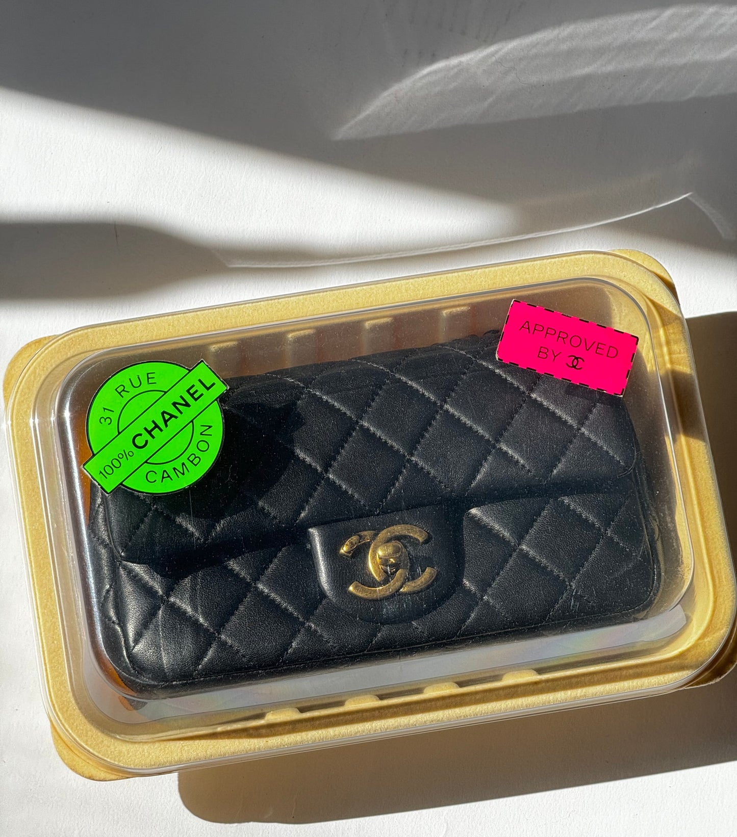 Chanel 2014 Black Lambskin Minaudières Runway "Meat Package" Flap Bag