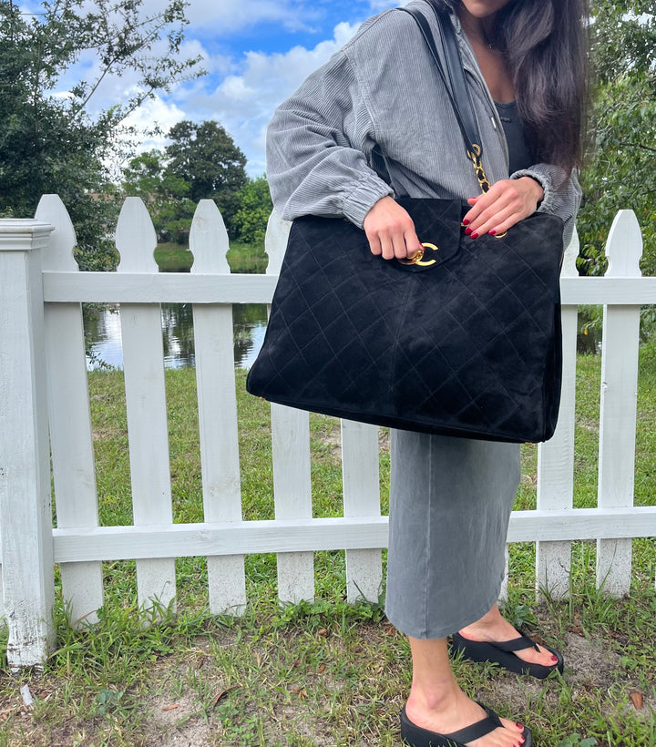 Chanel Rare Vintage Suede XL Supermodel Tote