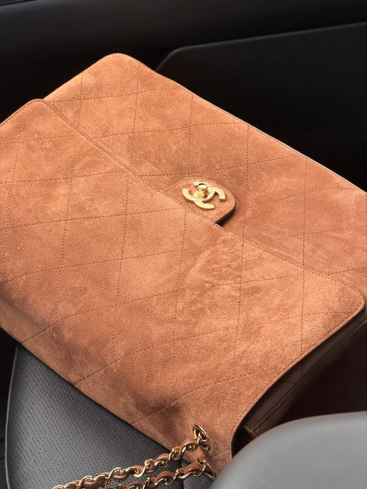 Chanel Maxi Flap Souplissimo Suede Calfskin Camel Gold Hardware 2026