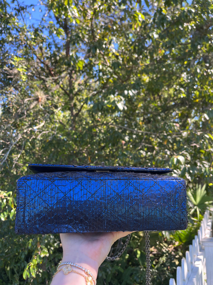Chanel Blue Python Medium Reissue Double Flap Bag