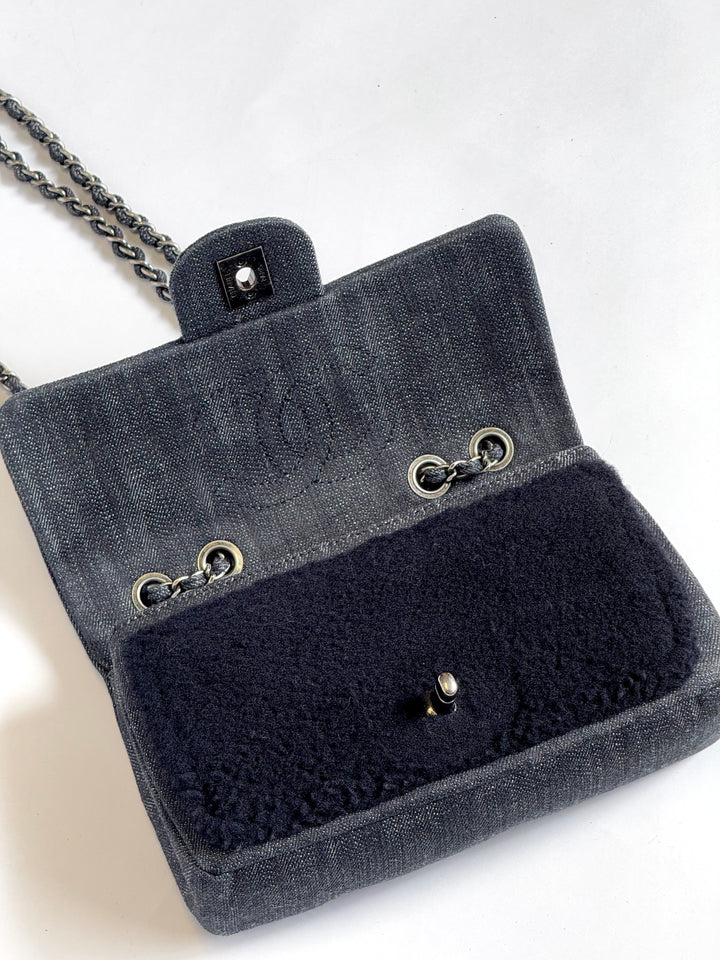 Chanel Paris Dallas Mini Denim & Shearling Flap Bag