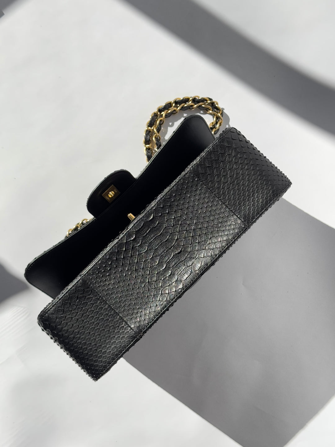 Chanel Jumbo Black Python Double Flap