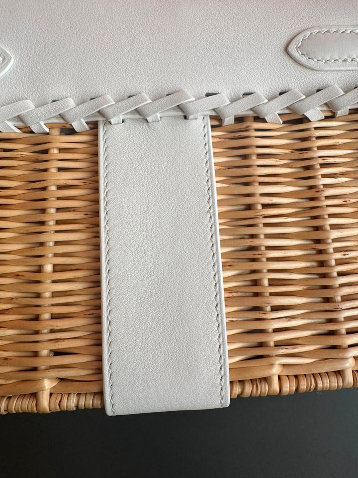 Hermès Mini Kelly Picnic Wicker New White Palladium Hardware 2020