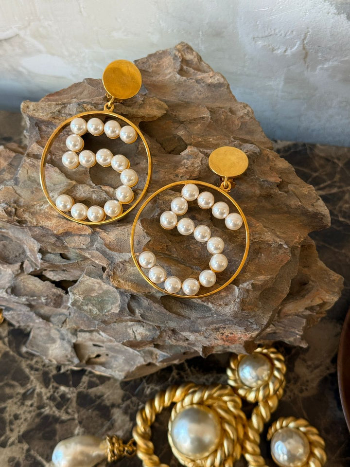 Chanel 1980s Iconic N°5 Faux Pearl Clip Earrings