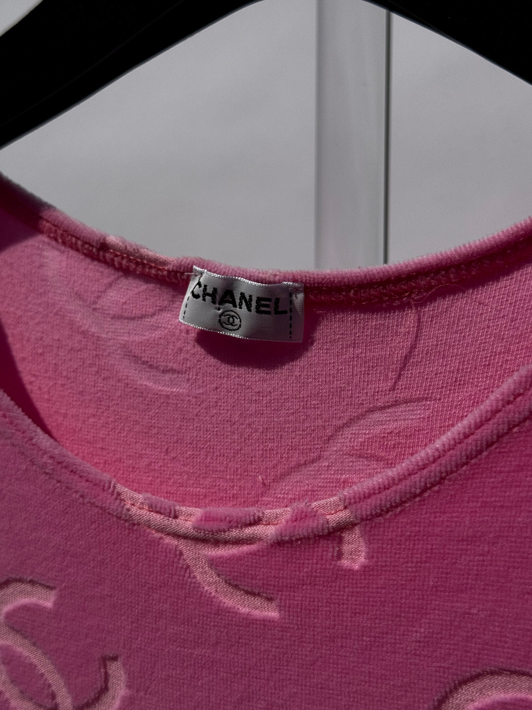 Chanel Spring 1996 Pink Velour CC Dress