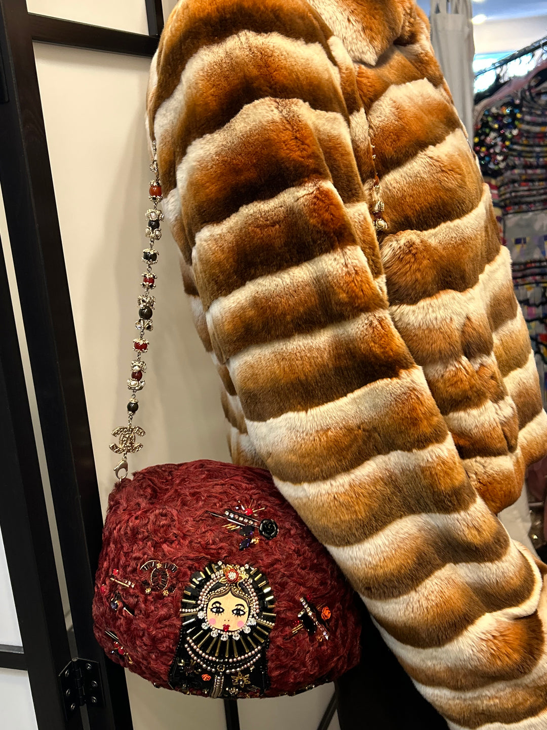 Chanel 2009 Paris - Moscou Embellished Persian Lamb Muff Clutch Bag