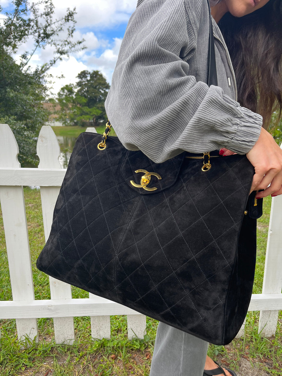 Chanel Rare Vintage Suede XL Supermodel Tote