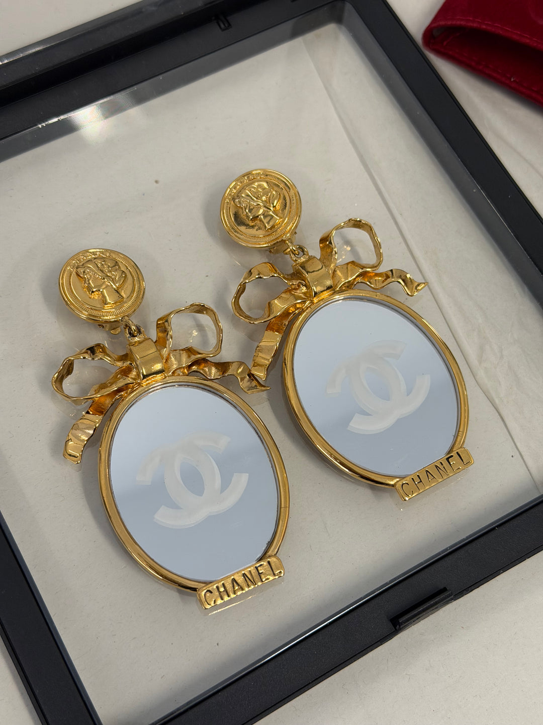 Chanel Mirror Drop Earrings Gold Plated 1990–2000