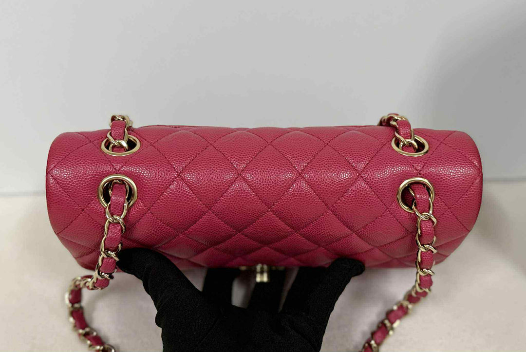 Chanel Dark Pink Small Caviar Classic Flap