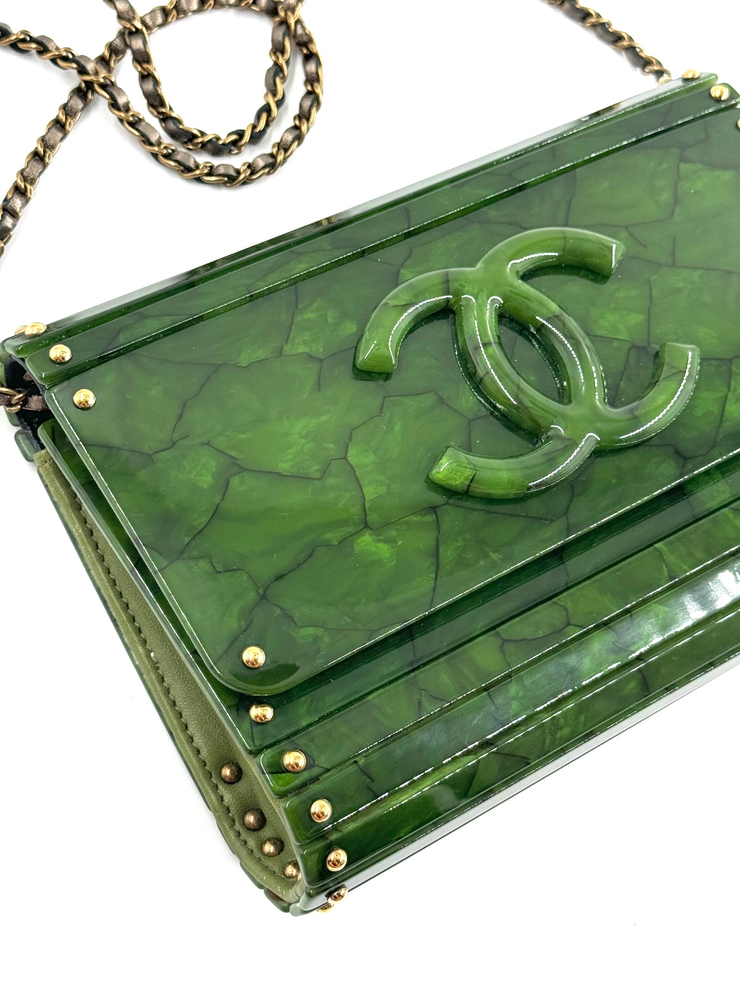 Chanel RARE Green Tortoise Minaudiere Crossbody