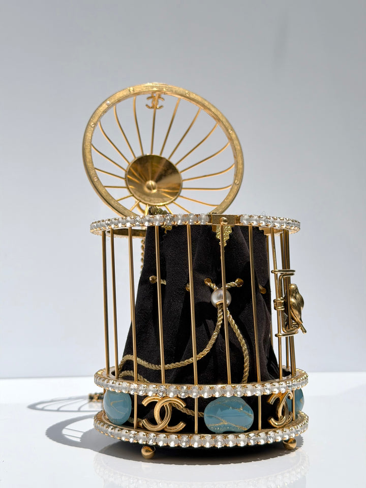 Chanel Bird Cage Minaudière Gold Lambskin Strass Enamel Gold Hardware 2020