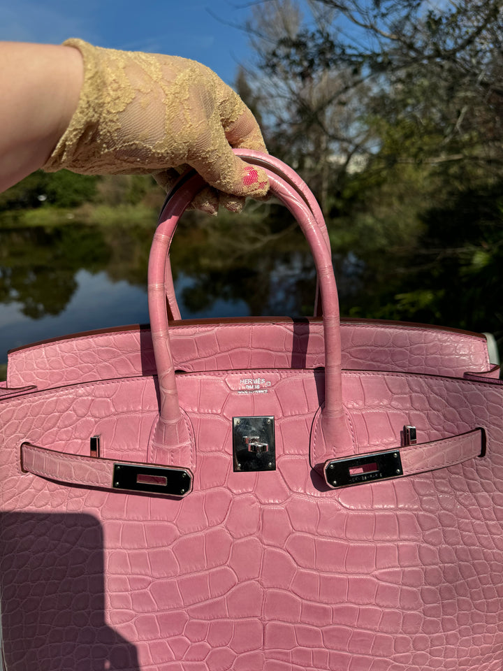Hermes Bubblegum Matte Croc Birkin 35 PHW