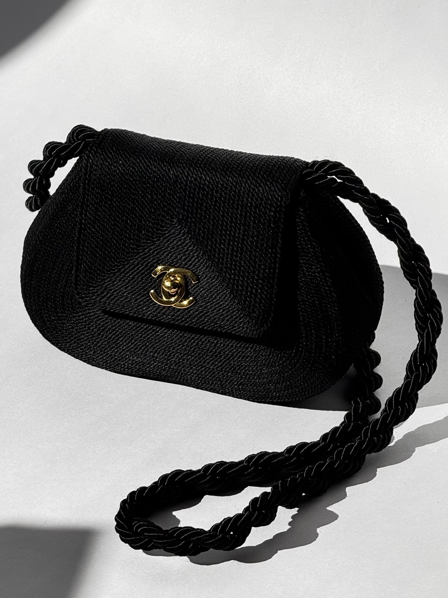 Chanel 1997 Limited Edition Black Cord Flap Bag