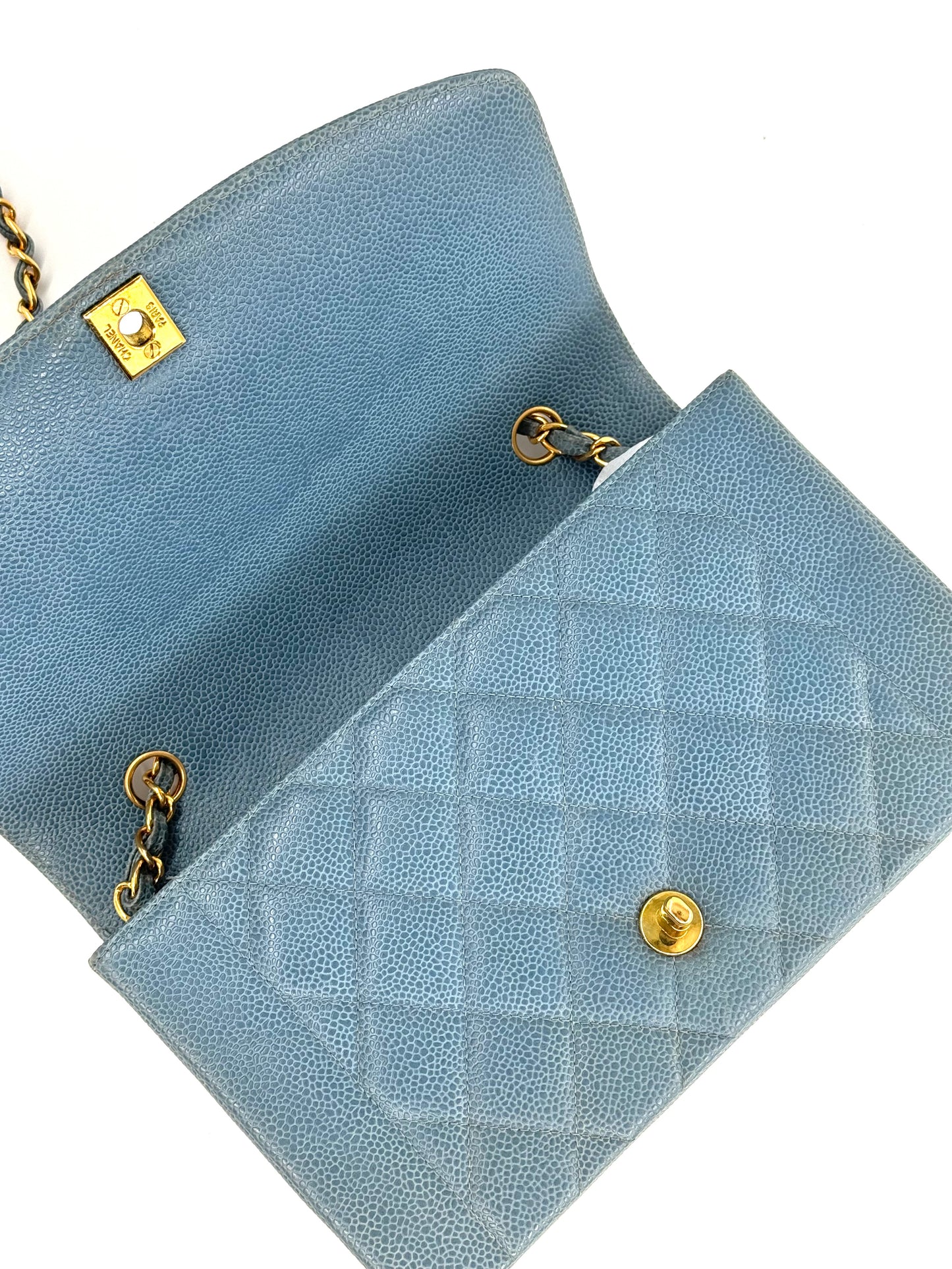 Chanel Baby Blue 24K Medium Caviar Diana Flap Bag