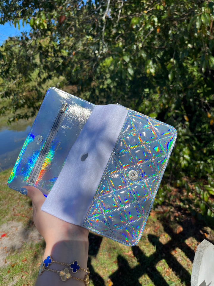 Chanel 21S Silver Hologram Iridescent WOC