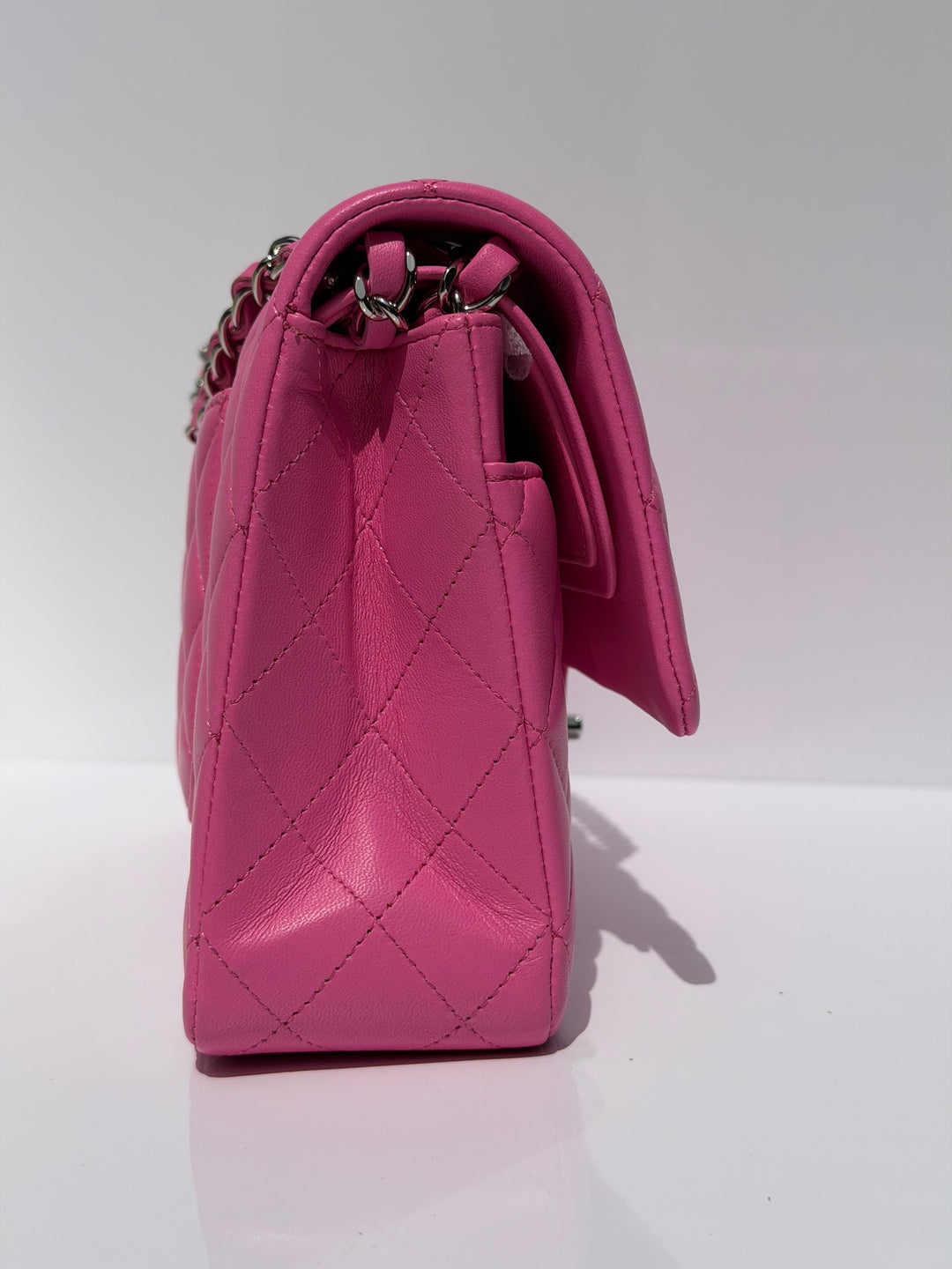 Chanel 21S Medium Classic Flap Lambskin Pink Silver Hardware