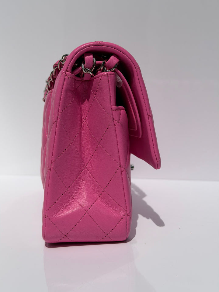 Chanel 21S Medium Classic Flap Lambskin Pink Silver Hardware
