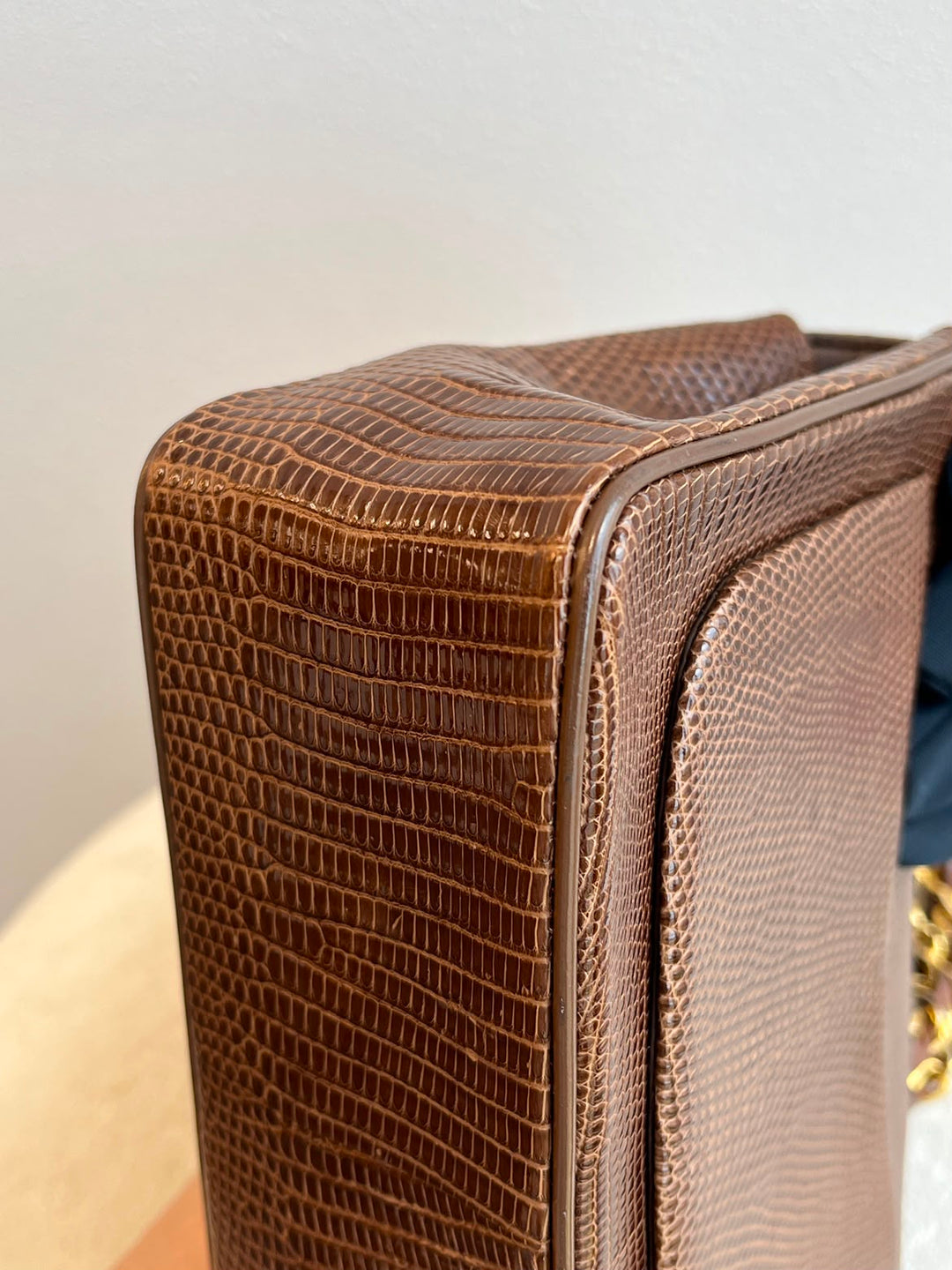 Chanel Brown Vintage Lizard Mini Square Flap Bag 1986