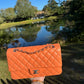 Chanel 21S Orange Neon Lambskin Medium Flap Bag