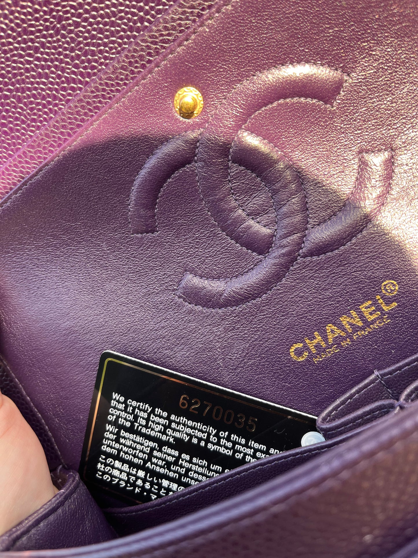 Chanel Purple Medium Vintage Caviar Classic Flap