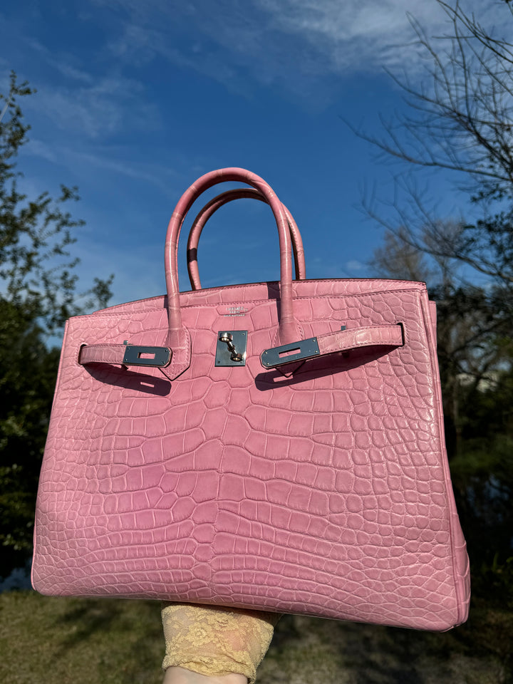 Hermes Bubblegum Matte Croc Birkin 35 PHW