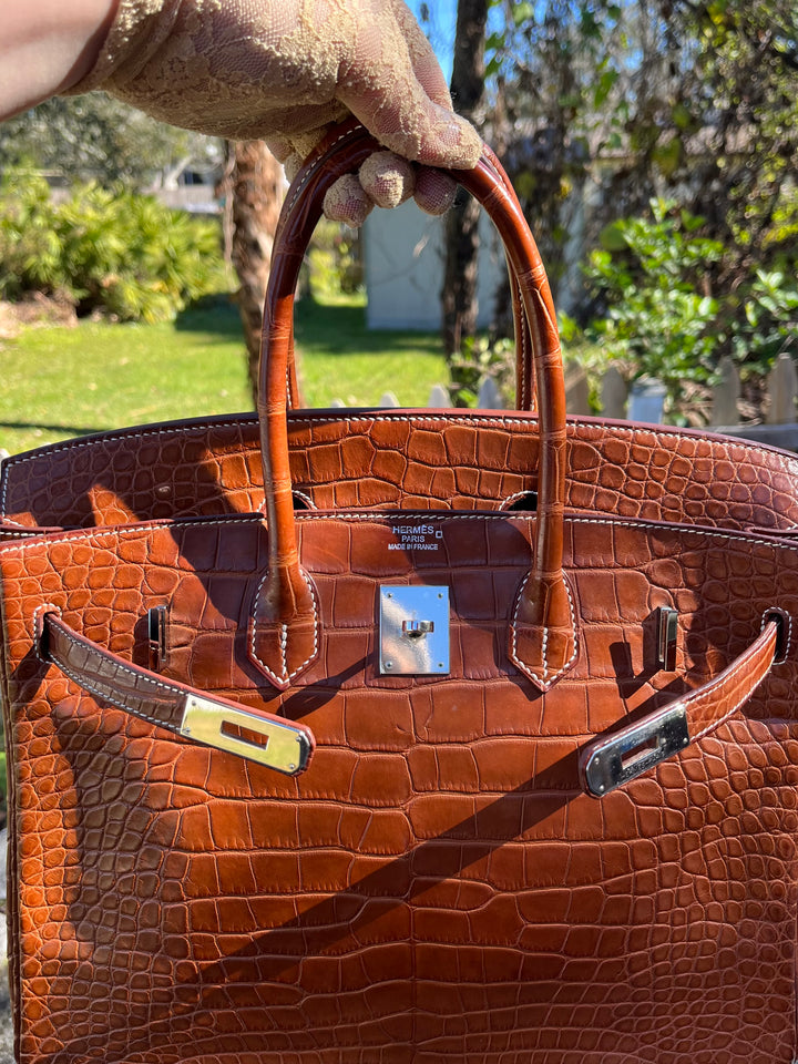 Hermes Fauve Barena Matte Croc Birkin 35