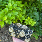 Chanel Metallic Gold And Black Lambskin Camellia Rose Appliqué Mini Rectangle Flap