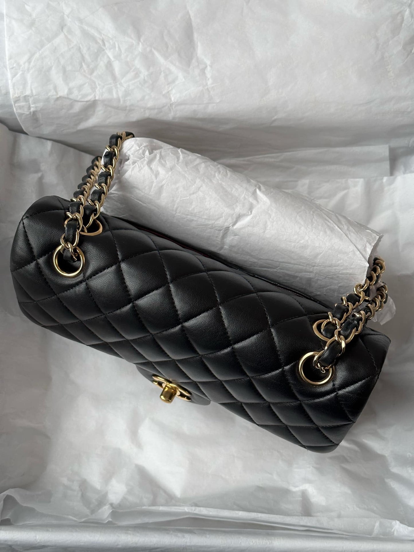 Chanel Small Black Lambskin Classic Flap Bag + GHW