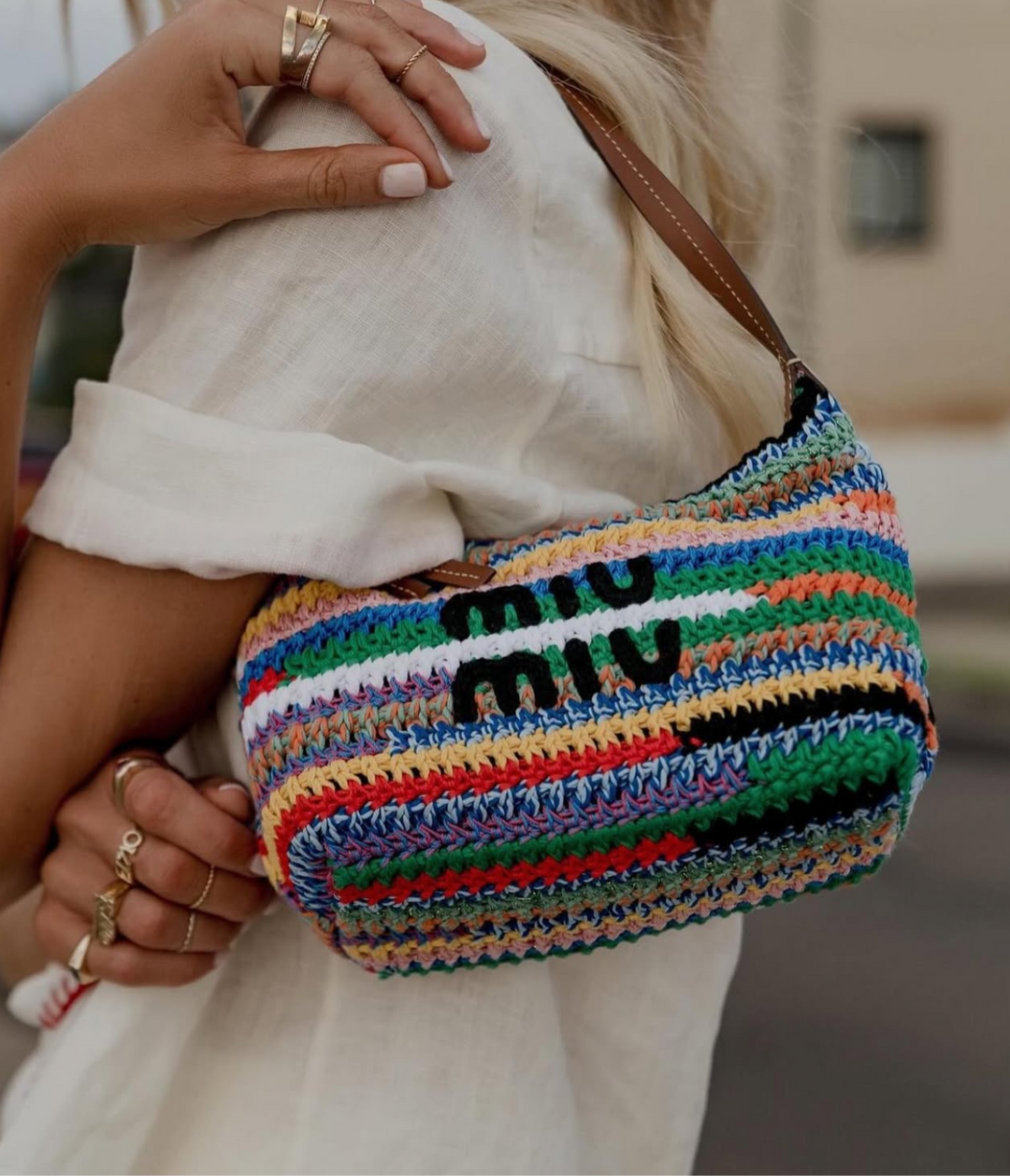 Miu Miu Crochet Multicolor Pouch Bag