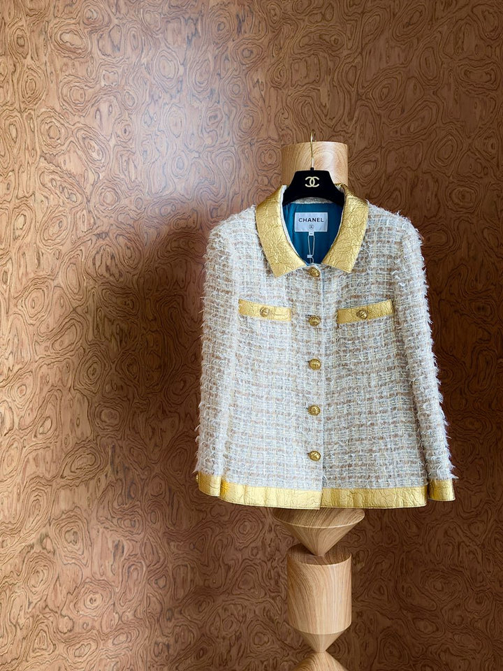 Chanel 19A Egypt Gold Tweed Runway Jacket