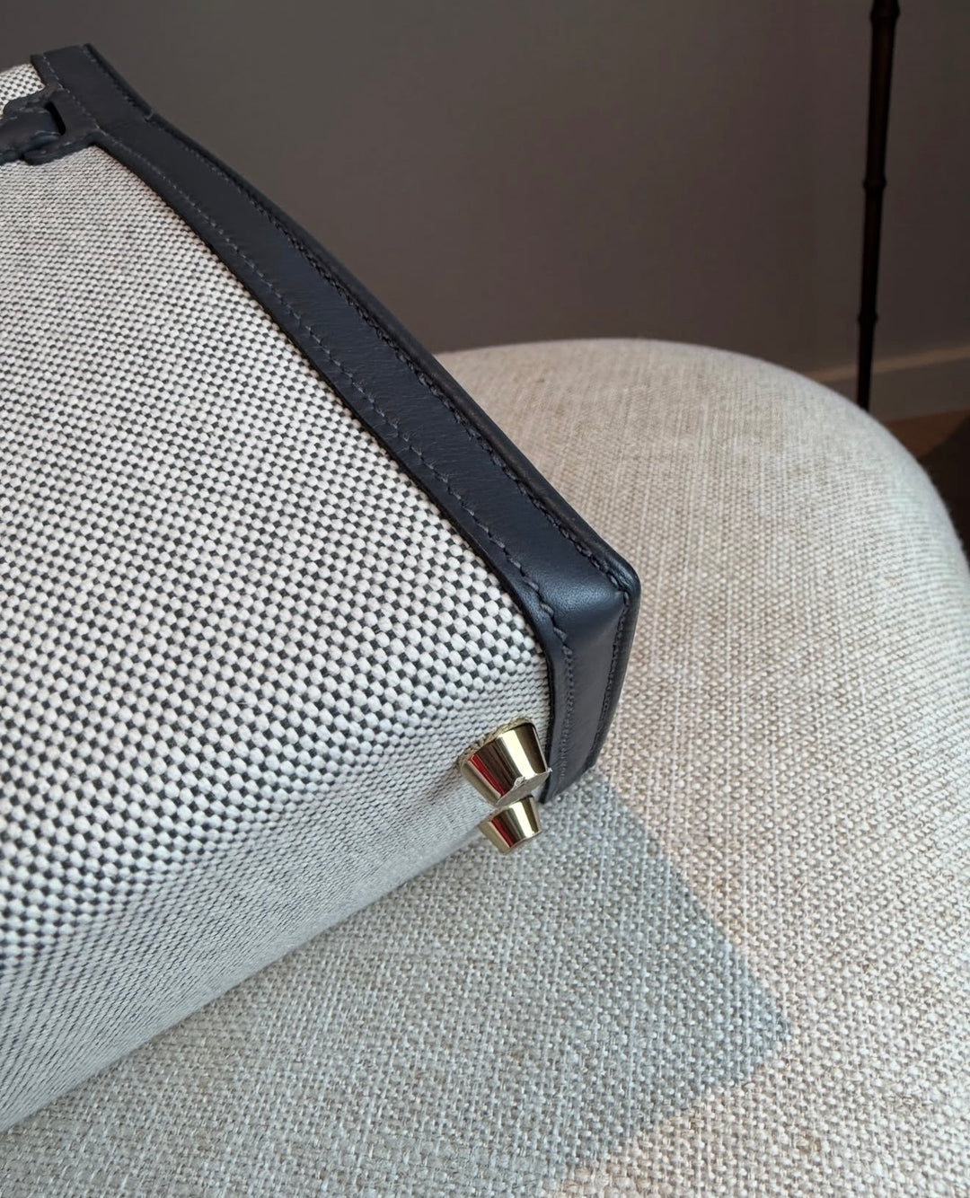 Hermès Limited Edition Ardoise Swift and Ecru Toile Kelly 25 Sellier Gold Hardware 2025