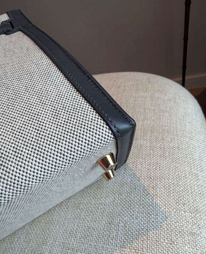 Hermès Limited Edition Ardoise Swift and Ecru Toile Kelly 25 Sellier Gold Hardware 2025