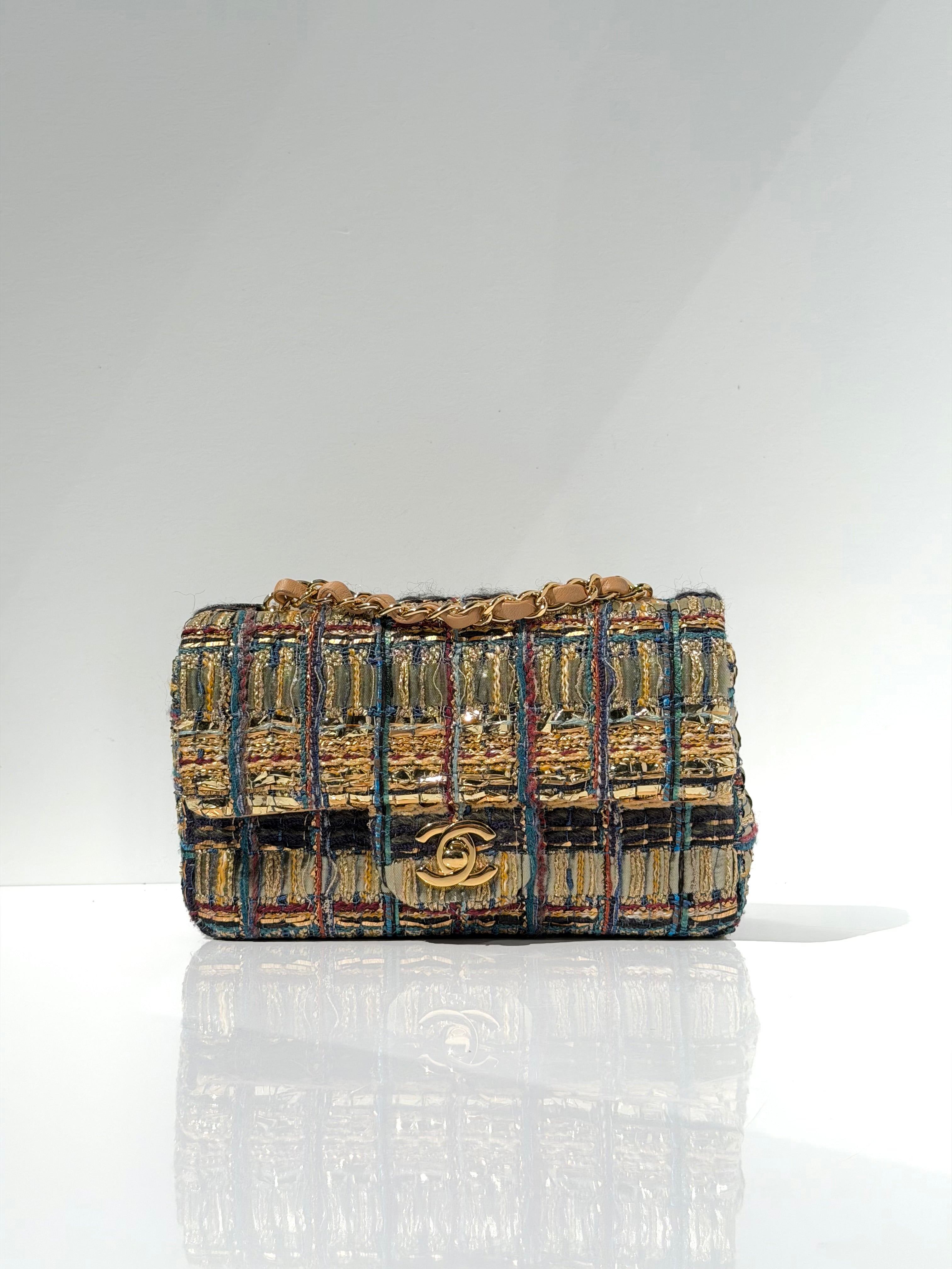 Chanel 19A Egyptian Mini Rectangular Flap Multicolor Tweed with