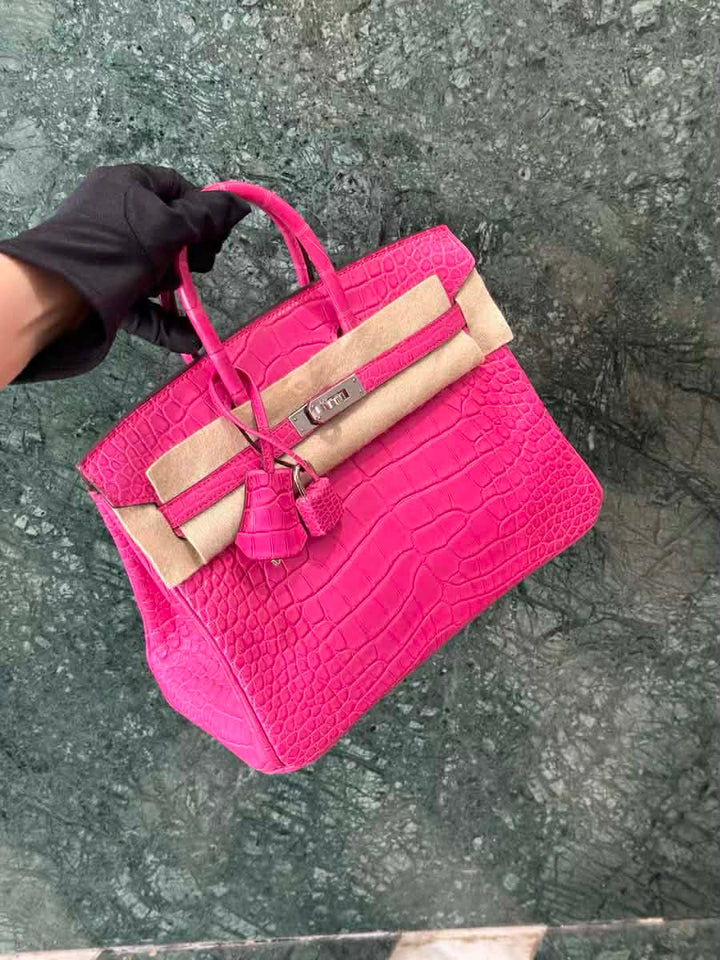 Hermès Birkin 25 Matte Alligator Rose Shocking Palladium Hardware