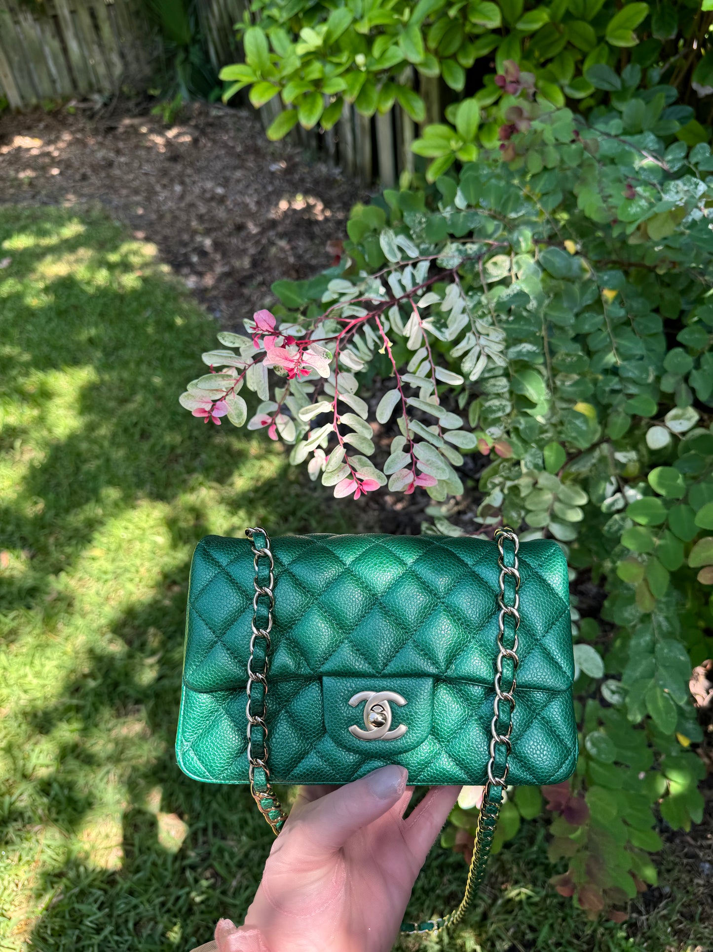 Chanel 18S Emerald Green Caviar Mini Flap Bag