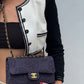 Chanel 1997 Medium 24K Navy Camellia Classic Flap Bag