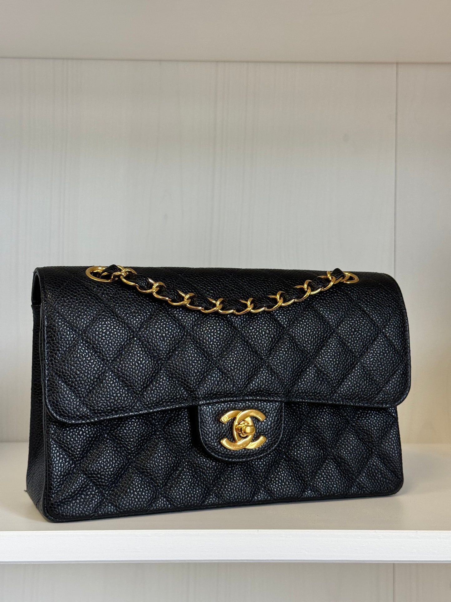 Chanel 6 Series Black Small Vintage Caviar Classic Flap Bag