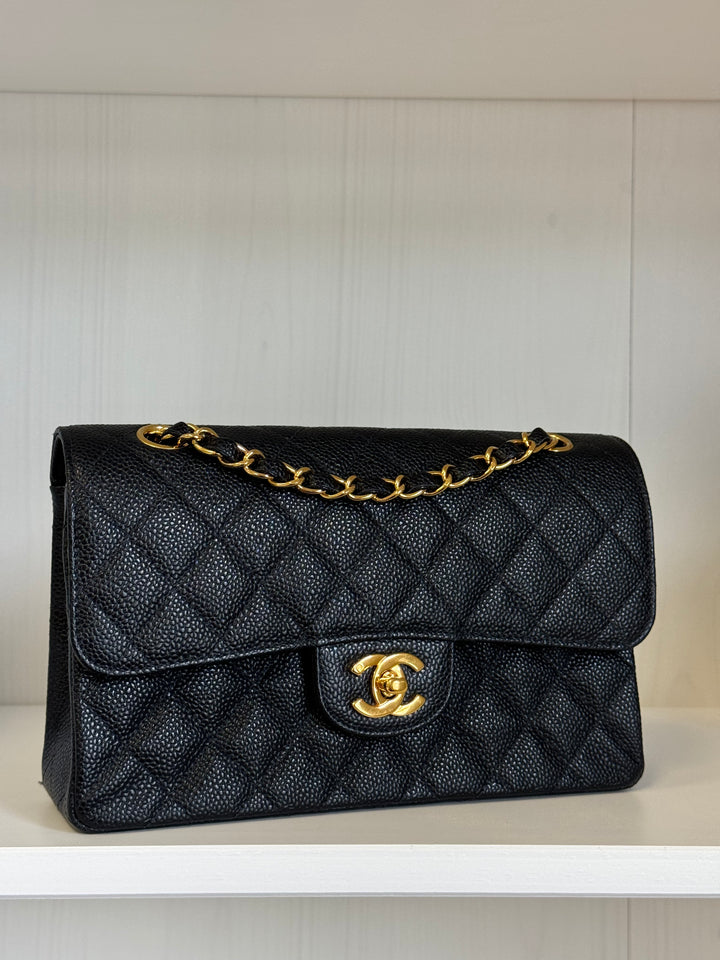 Chanel 6 Series Black Small Vintage Caviar Classic Flap Bag