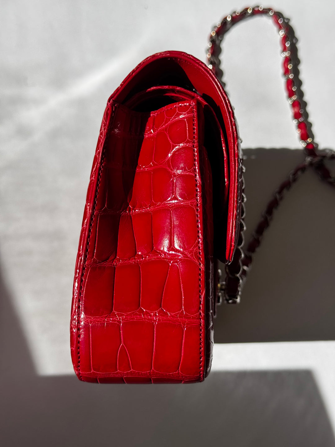 Chanel Red Alligator Medium Classic Flap Bag